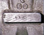 Serial number detail on Rowell 60 Mk I no. 116